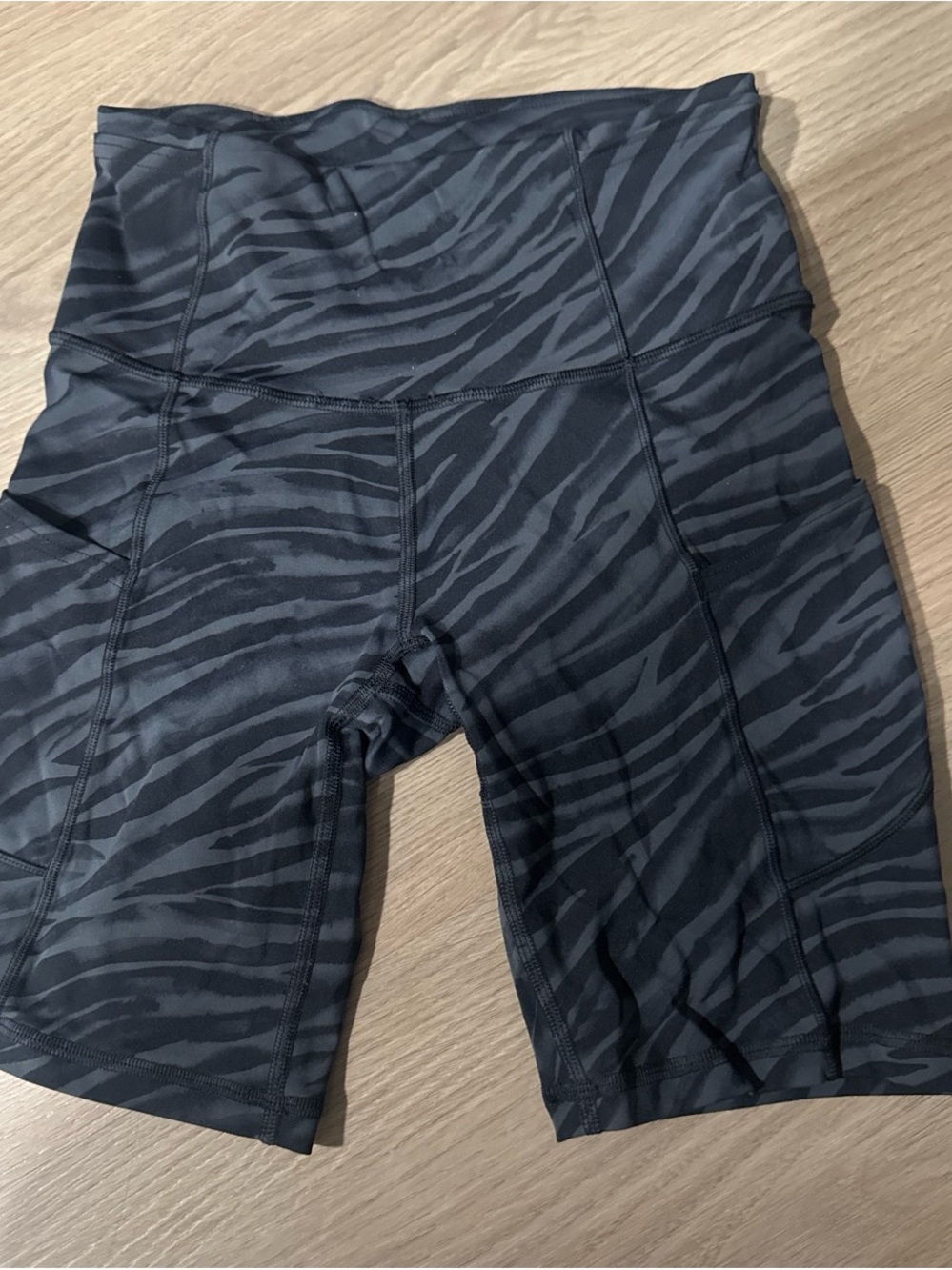 High-Waist Zebra Print Bike Shorts - Black Lululemon